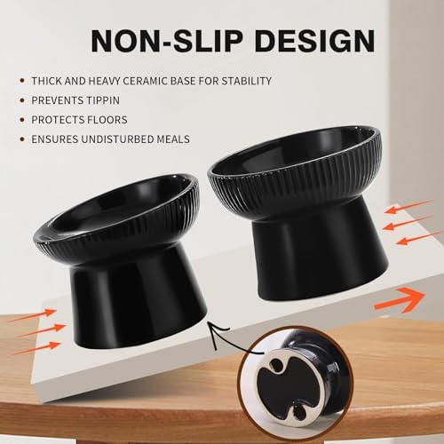 Elevated Cat Food Bowl, Ceramic Raised and Tilted Water Bowl, Whisker Fatigue Cat Bowls for Indoor Cats, Anti Vomiting and Protect Spines Pet Feeding Dishes for Kittens Small Dog, Heavy Non-Slip Base - Image 6