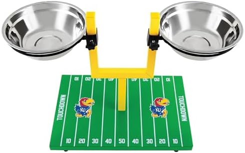 NCAA Kansas Jayhawks Goalpost Football Field Dog Feeder – Adjustable Elevated Dog Bowls with Stand, 2 Stainless Steel Bowls, Non-Slip Rubber Feet, Raised Pet Feeder for Large & Small Dogs - Image 5