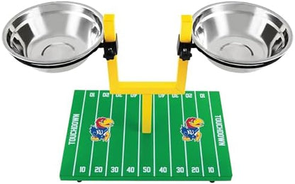 NCAA Kansas Jayhawks Goalpost Football Field Dog Feeder – Adjustable Elevated Dog Bowls with Stand, 2 Stainless Steel Bowls, Non-Slip Rubber Feet, Raised Pet Feeder for Large & Small Dogs - Image 5