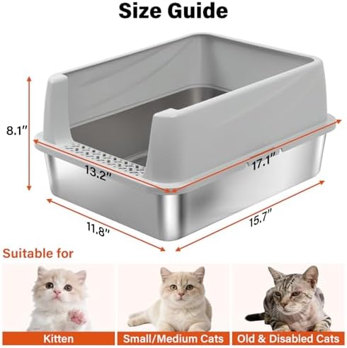 Stainless Steel Litter Box for Kitten/Small Cat, Cat Litter Box - Image 4