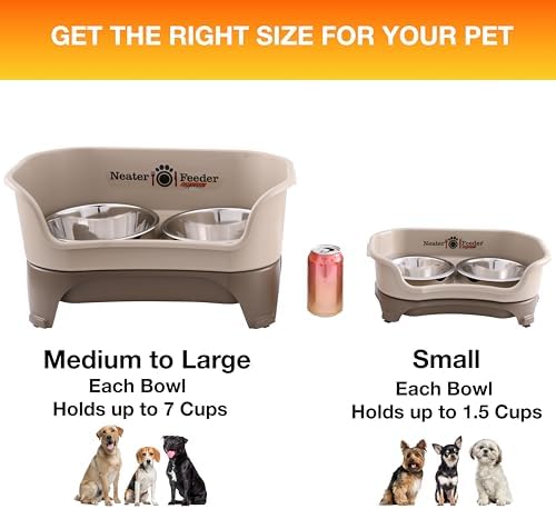 Neater Feeder Express Mess Proof Dog Bowls Elevated for Small Breeds under 15 Lb, Made in USA, No Spill Raised Dog Food Bowl Stand, Stainless Steel Food and Water Bowl Set, Feeding Station, Cappuccino - Image 4