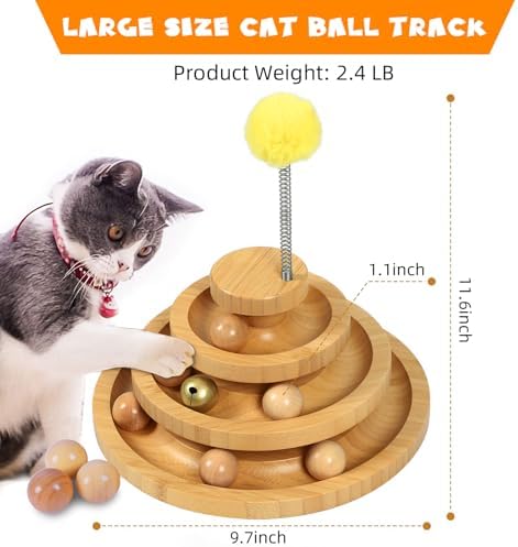 DoogCat Cat Ball Track - 3-Level Cat Ball Tower with 9 Removable Balls for Interactive Play and Mental, Physical Exercise - Large Size - Image 5