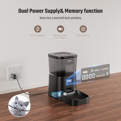 Espelho Automatic Cat Feeder- 4L Timed Cat Food Dispenser 1-6 Meals Control for Cat and Small Dog- Auto Pet Feeder with Desiccant Bag Keep Fresh for Reliable Easy Set Up and Clean- Voice Recorder - Image 4