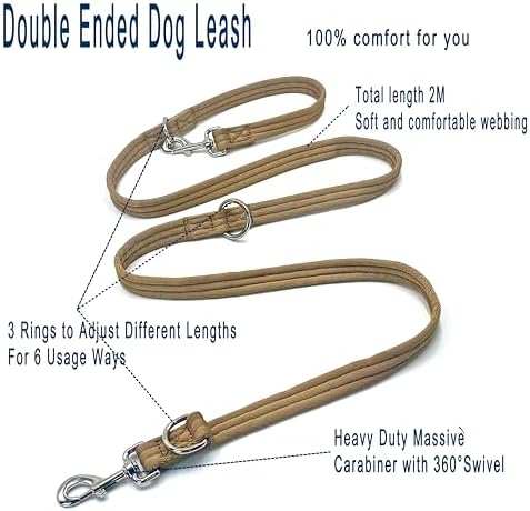 Multifunctional Double Ended Dog Leash,for Obedience Training Or Distance Work Easy to Use,Lightweight,Soft&Durable Convertible Hands Free,Crossbody,Over Shoulder(Light Military Tan, 2M*2.5CM) - Image 2
