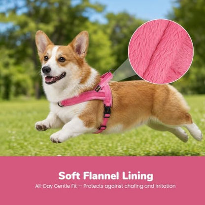 Didog No Pull Dog Harness for Medium Dogs, Soft Flannel Padded, Pink, M - Image 2