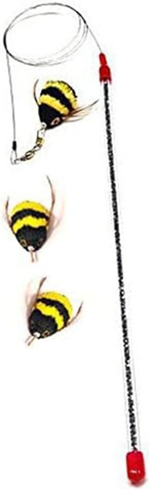 GoCat Da Bee Teaser Wand and Two Extra Bee Attachments from The Maker of Da Bird and Cat Catcher - Value Pack
