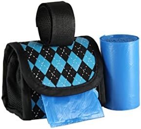 FiveStarPet Purse Dispenser with 2 Rolls Refill Bags (Blue Black Argyle) by Five+Star+Pet
