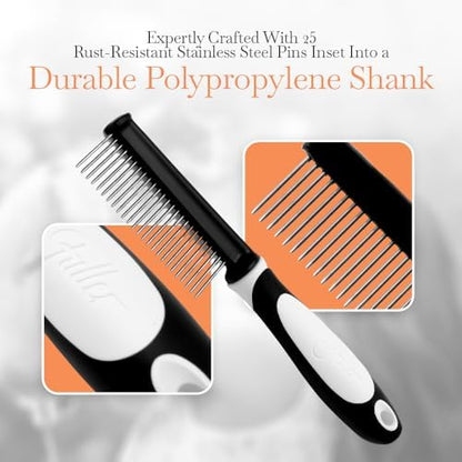 Fuller Brush Single-Sided Pet Comb - 25 Rust-Resistant Stainless Steel Pins - Ergonomic Rubberized Easy Grip Handle - Remove Tangles, Mats & Reduce Loose Hair - Tool for Grooming Dogs & Cats - Image 3