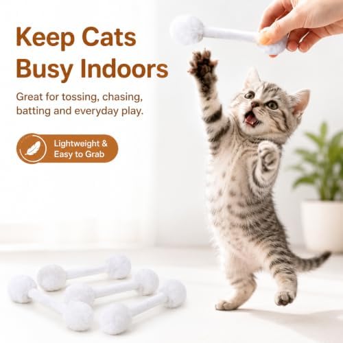 6-Inch Swab Catnip Toys, 6-Pack, No-Glue Fully Stitched Plush Kicker Toys, One-Piece Polyester Outer with PP Cotton Filling for Indoor Cats - Image 5