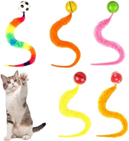 SHENGSEN Bouncy Ball with Tail Cat Toys 5 Packs by SHENGSEN