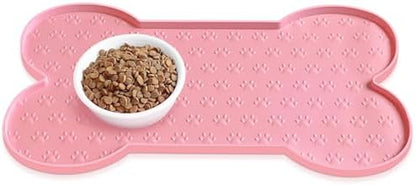 PWTAA Dog Food Mat Anti-Slip Silicone Dog Bowl Mat Thicker Pet Placemat Waterproof Cat Feeder Pad with Raised Edge Puppy Kitten Feeding Mats Suitable Small Medium-Sized Dogs Cats Eating Tray by PWTAA