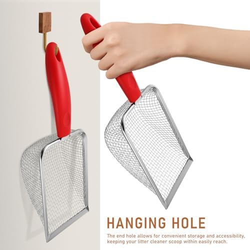 Milisten Cat Litter Scoop Metal Cat Litter Scoop with Fine Mesh Ergonomic Handle Non-Stick Surface Hanging Hole 11.02 X 3.93 X 1.96 in Pet for Box Cleaning - Image 3