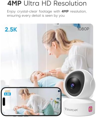VSTARCAM 5G Security Camera Indoor, 4MP 2.5K Pet Camera with Speaker for Dog/Cat, Baby Monitor with Phone App, Dual-Band WiFi, Auto Tracking, IR Night Vision, 2-Way Talk, Cloud & SD Card Storage - Image 3