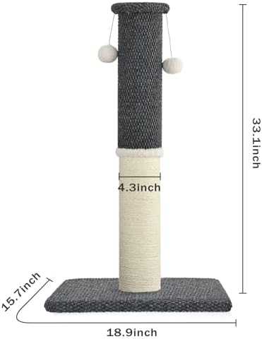 Made4Pets Tall Cat Scratching Post with Sisal & Carpet for Indoor Cats, 33" - Image 6