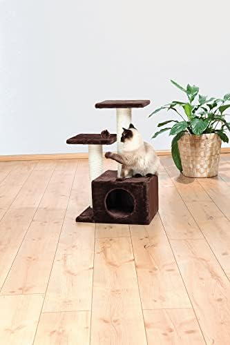 TRIXIE Valencia Scratching Post with Condo, Two Platforms, Dangling Cat Toy, Brown - Image 3