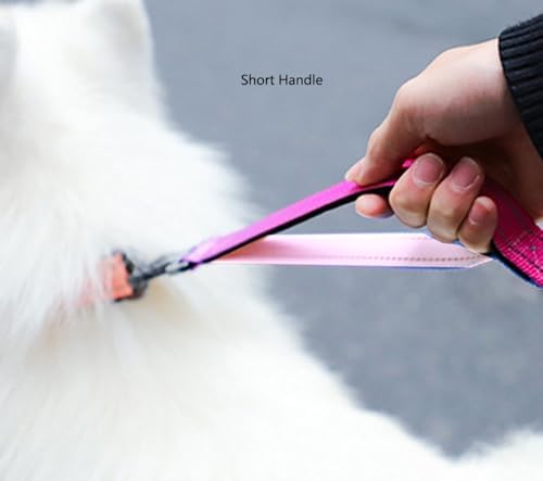 Hands Free Dog Leash for Large Medium Dogs Heavy Duty Bungee Reflective Adjustable Waist Leashes for Walking Running with Car Buckle 4-6FT (Rose) - Image 3
