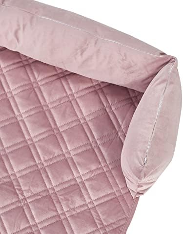 Brilliant Sunshine Silver Pink Velvet Dog Sofa Slipcover, Medium - Image 5
