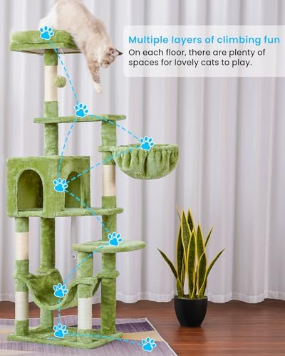 Hey-brother Cat Tree, Multi-Level Sisal Covered Scratching Posts, MPJ050GR - Image 6