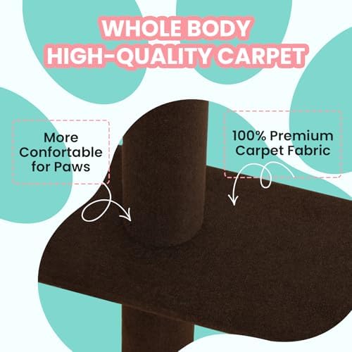 Max & Marlow 95-108" Floor to Ceiling Cat Tree for Indoor Cats, Brown - Image 4