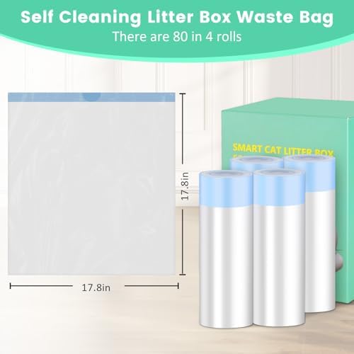 80 Count Waste Bags for Self Cleaning Cat Litter Box, 17.8 x 17.8 inches Replacement Extra Large Liners, 4 Rolls of Drawstring Trash Bags for Robot Automatic Litter Boxs (80 Counts/4 Rolls) - Image 4