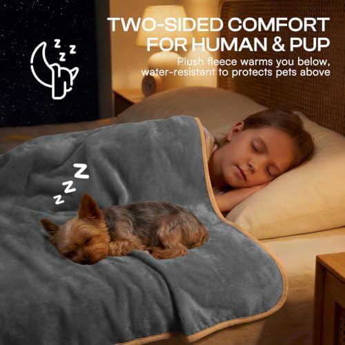 Luciphia Waterproof Pet Blanket, Washable Reversible Sherpa Fleece Throw - Image 3