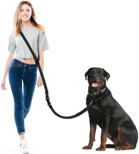 Philorn Hands Free Dog Leash, Crossbody Dog Leash, 6.9-8.9 Ft Multifunctional Waist Walking Belt with Car Safety Buckle for Large and Medium Dogs Jogging,Running,Training (Black, 25-120 lbs) by Philorn