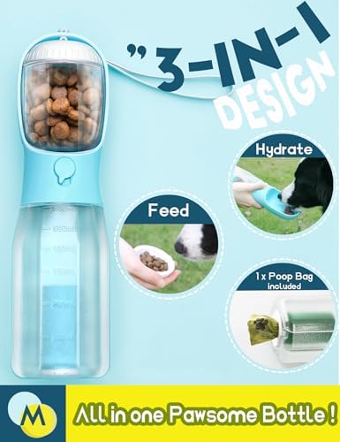 Portable Dog Water Bottle 3 in 1 Pet Travel Bowl Dispenser Treat Container - Image 2