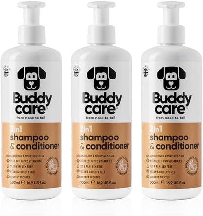 2in1 Dog Shampoo & Conditioner by Buddycare | Coconut Scented | with Aloe Vera and Pro Vitamin B5 (50.72oz) by Unknown