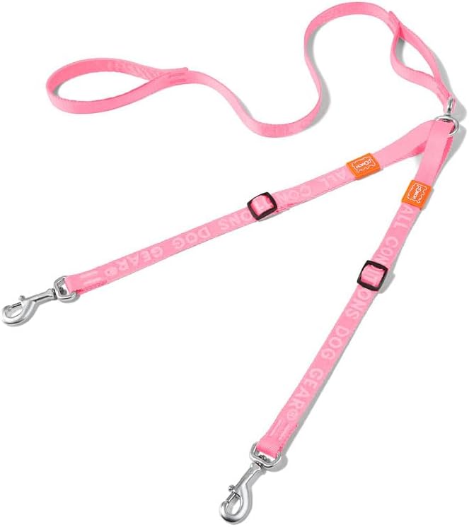 HOWGO Double Dog Leash,Tangle-Free 360 Swivel(Pink, Pro M-L w.Handle) by HOWGO