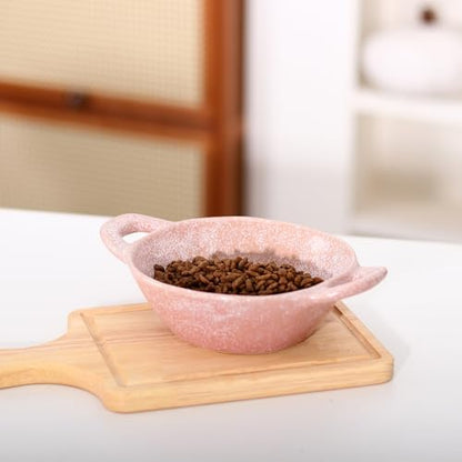 Ceramic Cat Bowl Cats Dishes for Food and Water, 8.3 Inch Dog Bowls, 7 oz Ceramic Cat Food Bowl, Whisker Fatigue Pet Plate, Pet Water Bowls with Handle Perfect for Indoor Cats (Pink) - Image 6