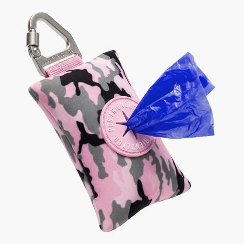 Dog Friendly Co. Poop Bag Holder for Leash, Dog Waste Bag (Pink Camo) by DogFriendly