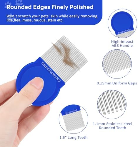 4-Pack Flea Comb for Dogs & Cats Stainless Steel Pet Grooming Comb Set - Image 5