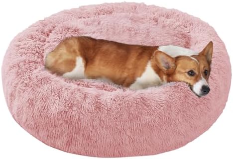 JOLLYVOGUE Dog Bed, Calming Anti-Anxiety Large Dog Bed, Fluffy Donut Cushion for Medium and Large Pets (27") by JOLLYVOGUE