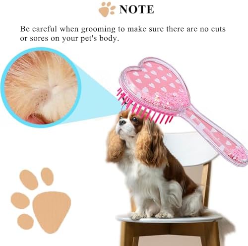 Small Soft Dog Grooming Brush, Pet Massage Hair Brush (Pink Heart) - Image 6