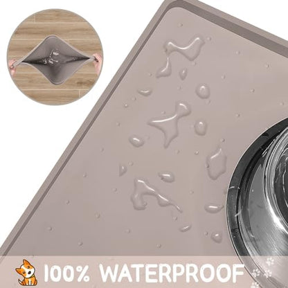 MateeyLife Silicone Cat & Dog Food Mat for Floors Waterproof, Anti-Slip Dog Bowl Mats for Food and Water, Pet Feeding Mats with Lip to Prevent Spills, Pet Placemat for Messy Drinkers to Protect Floors - Image 4