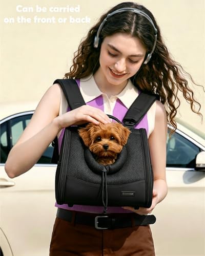 Small Dog Cat Chest Carrier Backpack,Adjustable Ventilated Front Facing Backpack Carrier for Small Dogs Cats Puppy,Airline Approved Lightweight Doggy Backpack for Travel Hiking Outdoor - Image 5