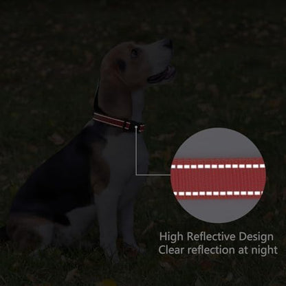 Reflective Dog Collar, Adjustable Nylon for Small Dogs, Red - Image 5