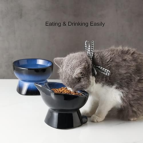 Nihow Elevated Cat Bowls,5 Inch Ceramic Raised Cat Food and Water Bowl Set - Image 5