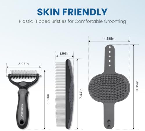 Undercoat Rake, Dematting Metal Comb and Bathing Brush For Dogs and Cats - Image 5