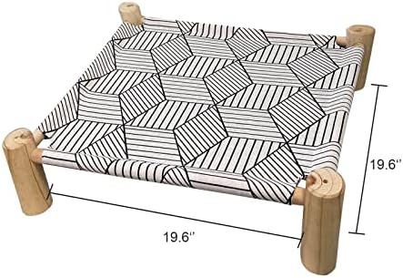 Pozico Cat/Dog Bed Hammock - Wooden Raised Indoor/Outdoor Beds - Breathable Mesh for Small Animals - White Diamond - Image 3