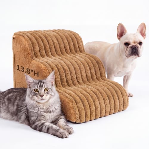 Den&Den 3 Step Pet Stairs with Washable Cover, for Couch, 13.8" H Camel by DenDenPetProducts