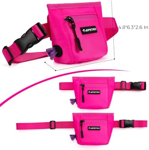 Dog Treat Pouch, Powerful Magnet Closure Device Dog Training Treat Bag Large Capacity Pet Treat Pouch with Poop Bag Dispenser Treat Bag for Dog Training with Metal Waistband Clip (Pink) - Image 5