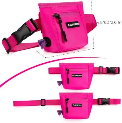 Dog Treat Pouch, Powerful Magnet Closure Device Dog Training Treat Bag Large Capacity Pet Treat Pouch with Poop Bag Dispenser Treat Bag for Dog Training with Metal Waistband Clip (Pink) - Image 5