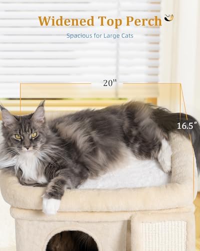 Aechonow Small Cat Tree Tower for Large Cat, Cat Bed House with Large Perch - Image 3