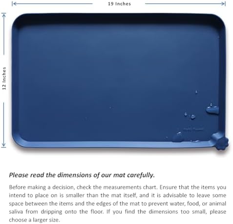 Hoki Found Silicone Pet Food Mats - Non Slip Dog Cat Bowl Placemats - Waterproof Dog Cat Food Mats - Suitable for Carpet - Indigo Ink - Image 5