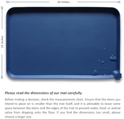 Hoki Found Silicone Pet Food Mats - Non Slip Dog Cat Bowl Placemats - Waterproof Dog Cat Food Mats - Suitable for Carpet - Indigo Ink - Image 5