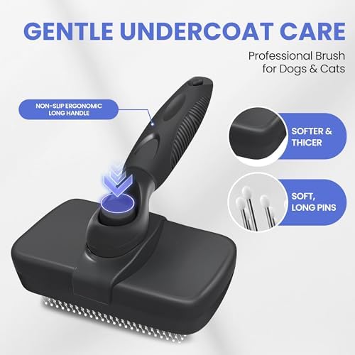 Self Cleaning Shedding Brush - 5-in-1 Professional Pet Grooming Kit Skin Friendly Grooming Tool for Dogs, Cats, and Puppies, Deshedding and Hair Removal for Long and Short Haired Pets, Black - Image 3