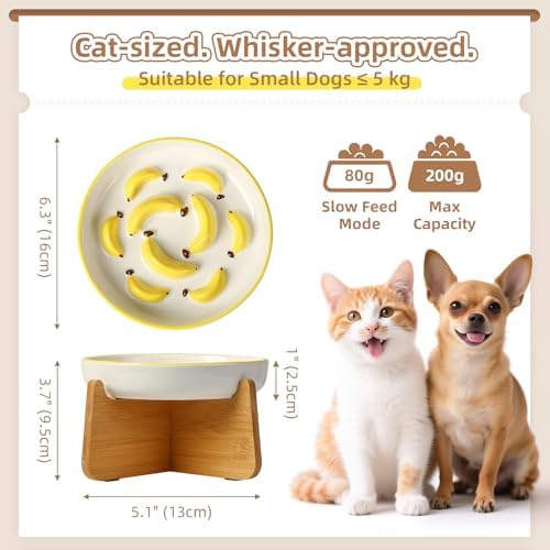 Ceramic Slow Feeder Cat Bowl, 6.3'' Wide Whisker Friendly Cat Puzzle Feeder - Image 2