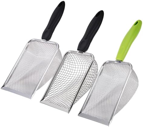 3PCS Stainless Steel Cat Litter Scoop,Litter Cleaner Corner Scoop Sand Sifter,Easy to Clean Cat Little Box, Sifting Litter Scoop Shovel for Reptile Terrarium Sand Waste by SUMHEN