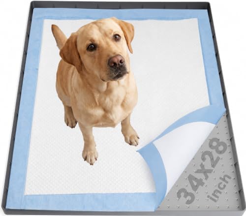 Dog Pee Pad Holder & Cat Litter Mat, L 34'' × 28'', Waterproof Floor Silicone Mat for Pets, Easy to Clean, Soft on Paws (Light Grey) by Aothey